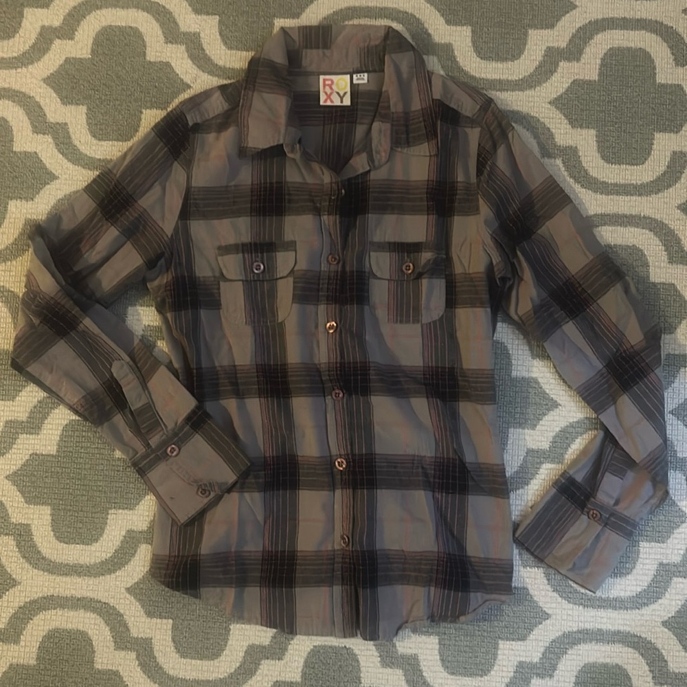 Medium Longsleeve Plaid Roxy Womens Button-down